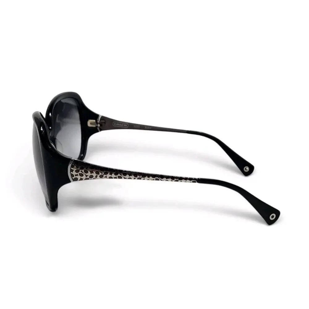 Coach S2004 Women's Designer Sunglasses Black With Silver Monogram Gradient 59mm